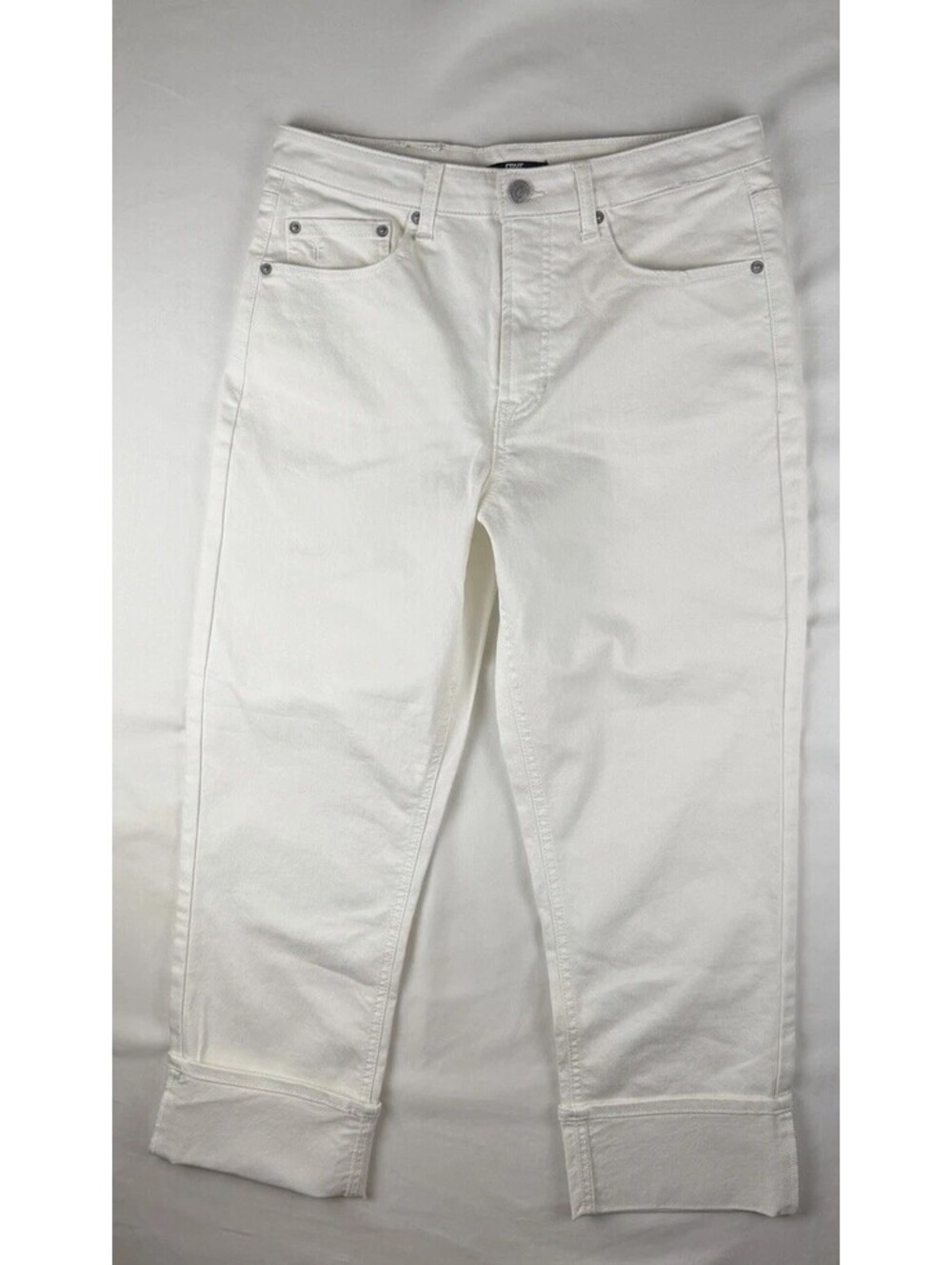 Frye Women’s White Cropped Cuffed Jeans Size 4 / 27 Stretch Denim